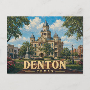 Denton Texas Vintage Travel Postcard