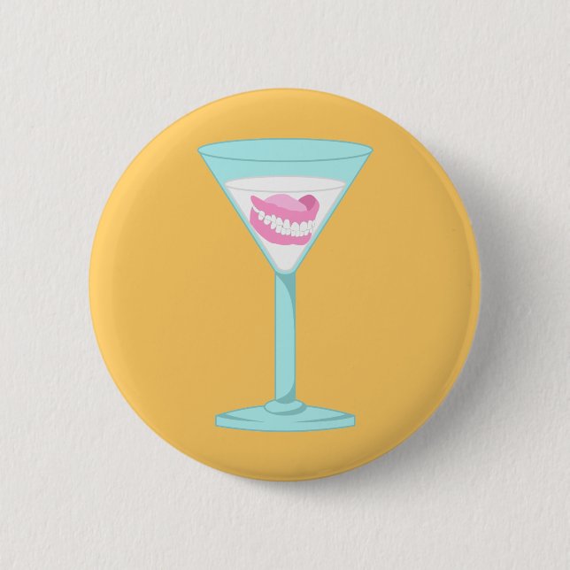 Dentures False Teeth Martini 6 Cm Round Badge (Front)