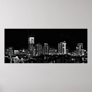 Denver by Night in Black and White Poster