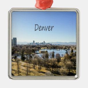 Denver City and Mountains Colorado Metal Tree Decoration