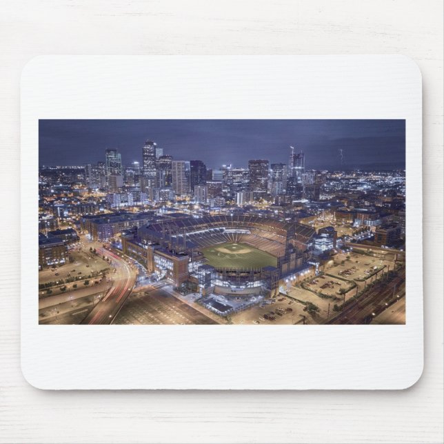 Denver City Skyline and Coors Field at Night Mouse Pad (Front)