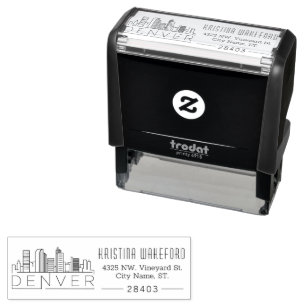 Denver City Skyline   Custom Address Self-inking Stamp