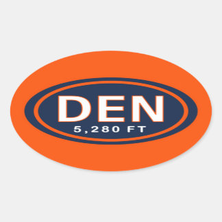 Denver Colorado 5,280 FtBlue & Orange Football Oval Sticker