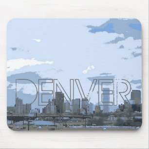 Denver Colorado artistic skyline mousepad