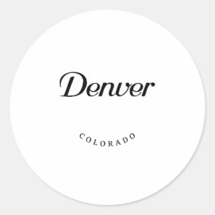 Denver Colorado Black Font Classic Round Sticker