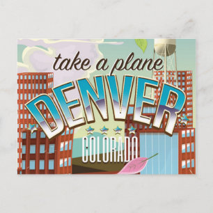 Denver Colorado Cartoon travel poster Postcard