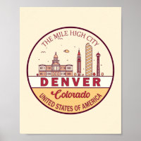 Denver Colorado City Skyline Emblem