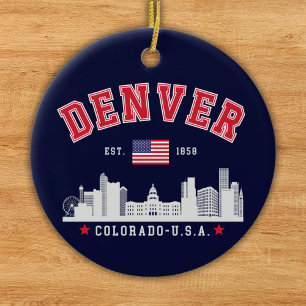 Denver Colorado Cityscape Design Ceramic Tree Decoration