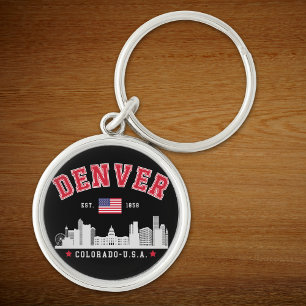 Denver Colorado Cityscape Design Key Ring