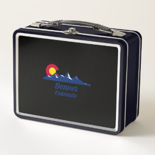 Denver Colorado CO Flag 2021 Road Trip Ski Hiking Metal Lunch Box