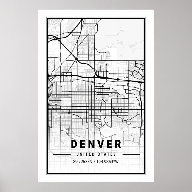 Denver Colorado CO USA City Travel City Map Poster (Front)