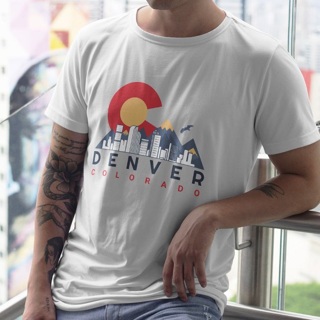 Denver Colorado Flag Camping Hiking Souvenirs 80s T-Shirt (Creator Uploaded)