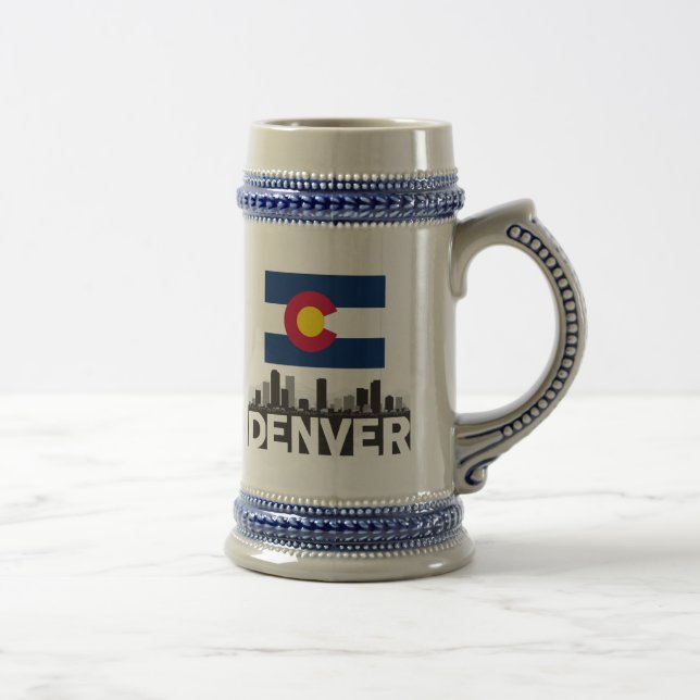 Denver Colorado Flag Skyline Beer Stein (Right)