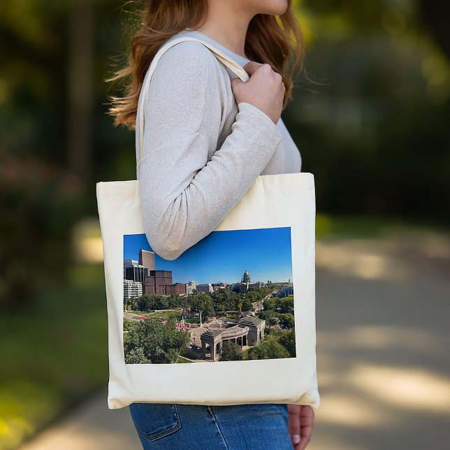 Denver Colorado Landscape Photo Tote Bag (A tote bag featuring a photograph of Denver, Colorado on a clear day.)