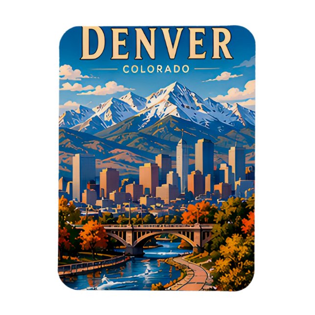 🌄 Denver Colorado Mountain City Collection Magnet (Vertical)