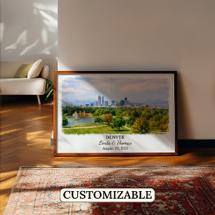 Denver Colorado Poster, Watercolor, Custom Poster