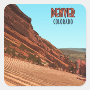 Denver Colorado Red Rocks Vintage Square Sticker