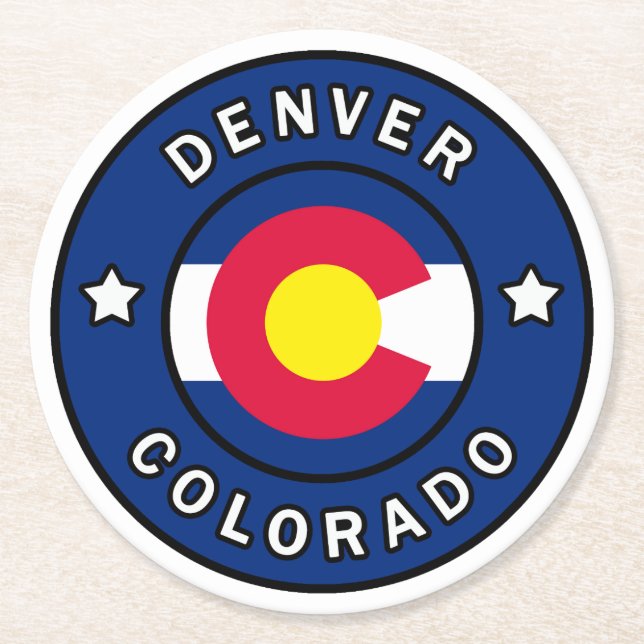 Denver Colorado Round Paper Coaster (Front)