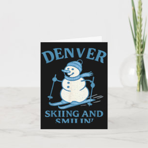 Denver colorado skiing and smilin snowman card
