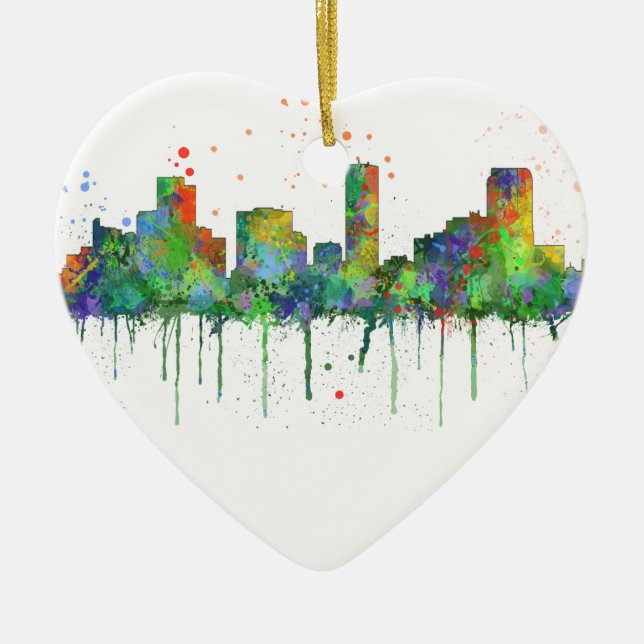 DENVER, COLORADO SKYLINE CERAMIC TREE DECORATION (Front)