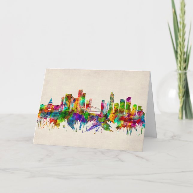 Denver Colorado Skyline Holiday Card (Front)