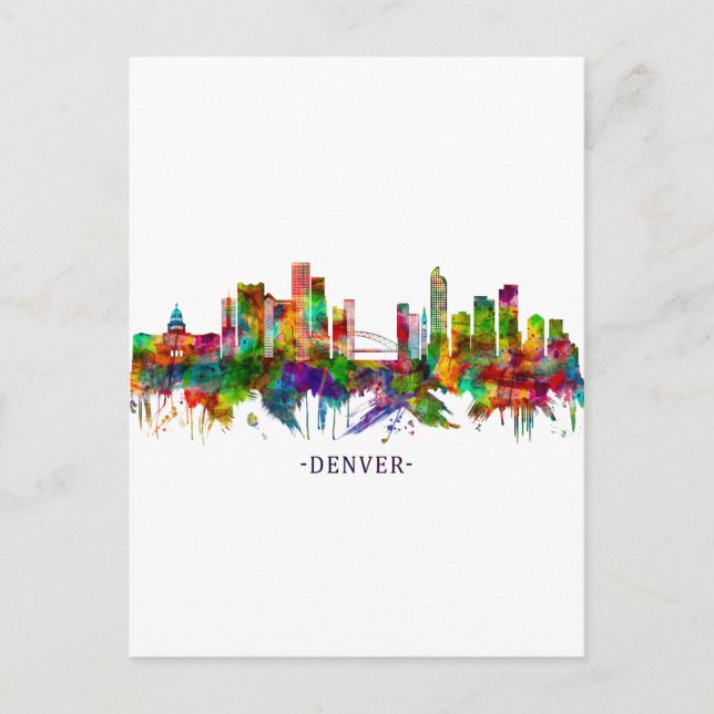 Denver Colorado Skyline Holiday Postcard (Front)
