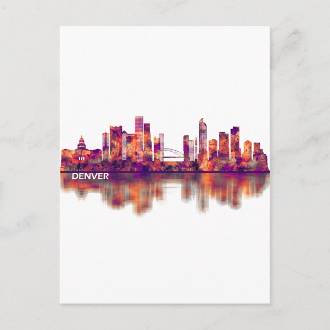 Denver Colorado Skyline Holiday Postcard (Front)
