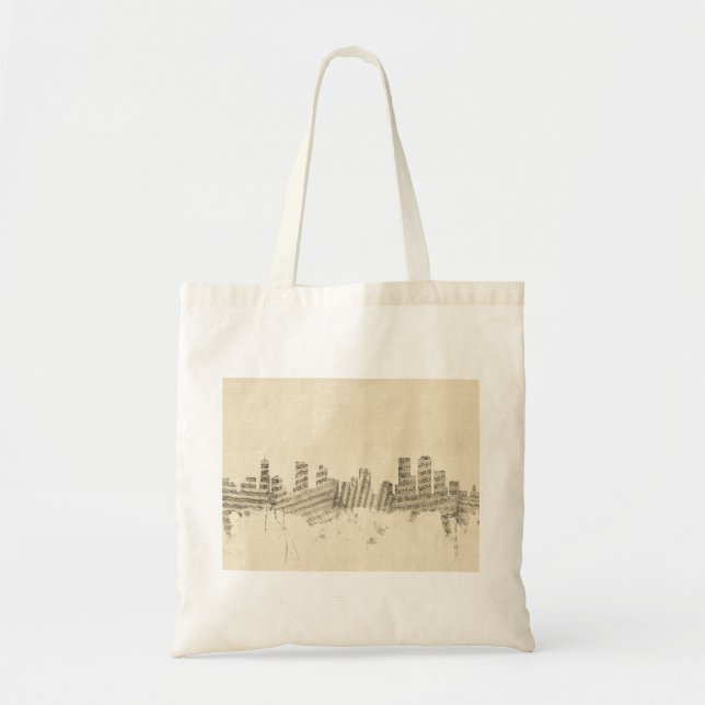 Denver Colorado Skyline Sheet Music Cityscape Tote Bag (Front)