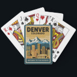 Denver Colorado Skyline Travel Art Vintage Playing Cards<br><div class="desc">Denver retro vector travel design. Denver,  the capital of Colorado,  is an American metropolis dating to the Old West era. Larimer Square,  the city’s oldest block,  features landmark 19th-century buildings.</div>