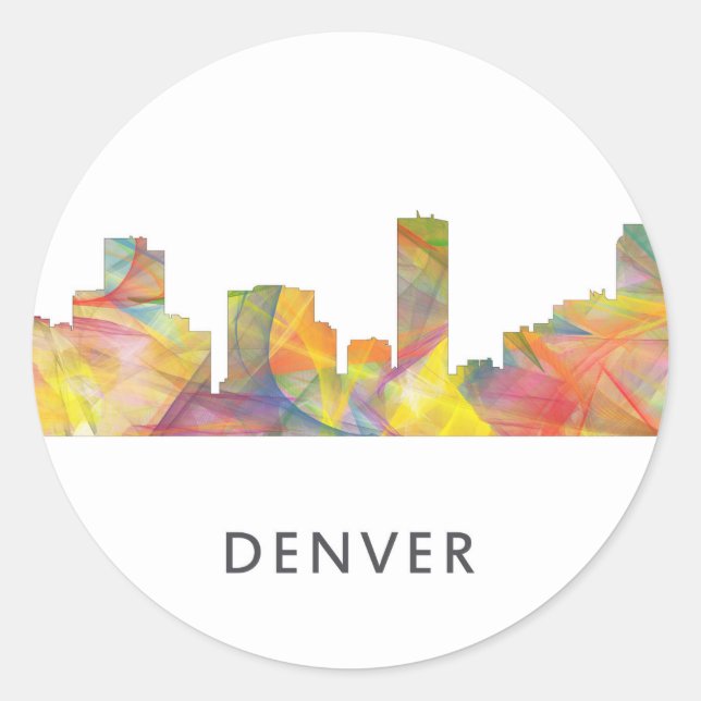 DENVER, COLORADO SKYLINE WB1 - CLASSIC ROUND STICKER (Front)