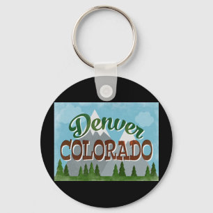 Denver Colorado Snowy Mountains Key Ring