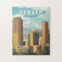 Denver Colorado Travel Art Vintage