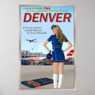 DENVER Colorado TWA Trans World Airlines 707 Poster