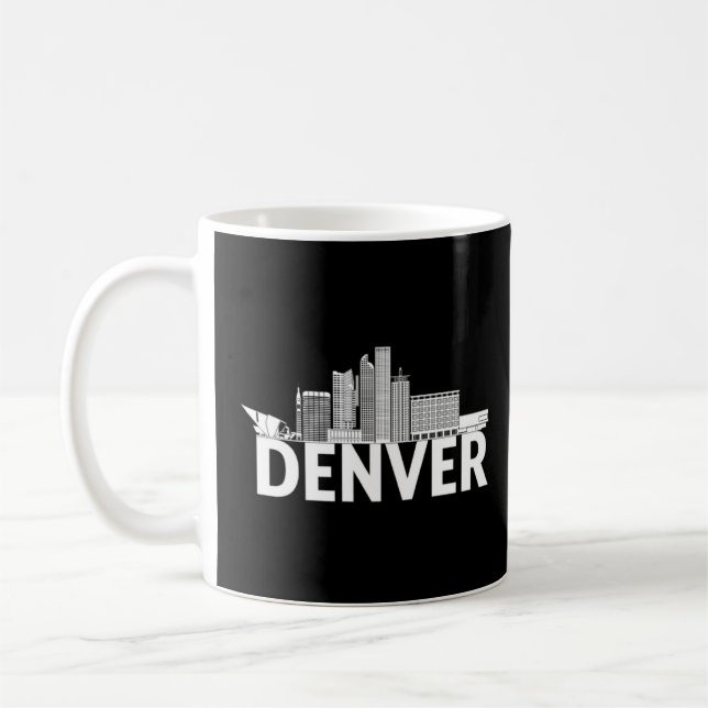Denver Colorado USA City Skyline Silhouette Outlin Coffee Mug (Left)