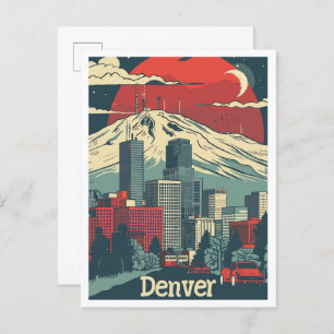 Denver Colorado Vintage Travel Illustration Postcard