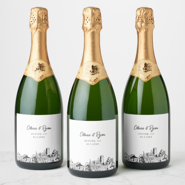 Denver Colorado Wedding Champagne Label (Bottles)