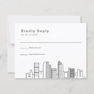 Denver, Colorado Wedding   Stylised Skyline RSVP Card