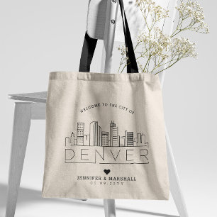 Denver, Colorado Wedding Stylised Skyline Tote Bag