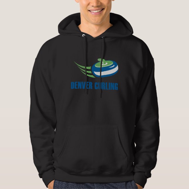 Denver Curling Men's Dark Hoodie (Front)