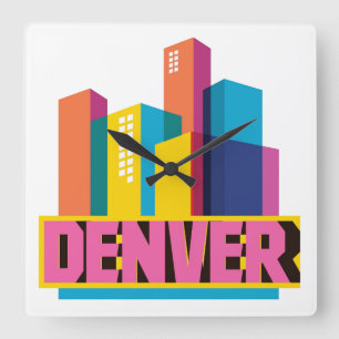 Denver In Design Square Wall Clock