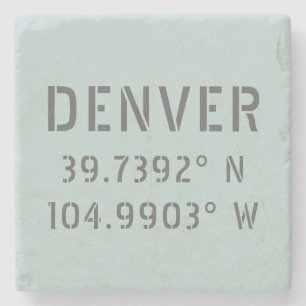 Denver Latitude Longitude Stone Coaster