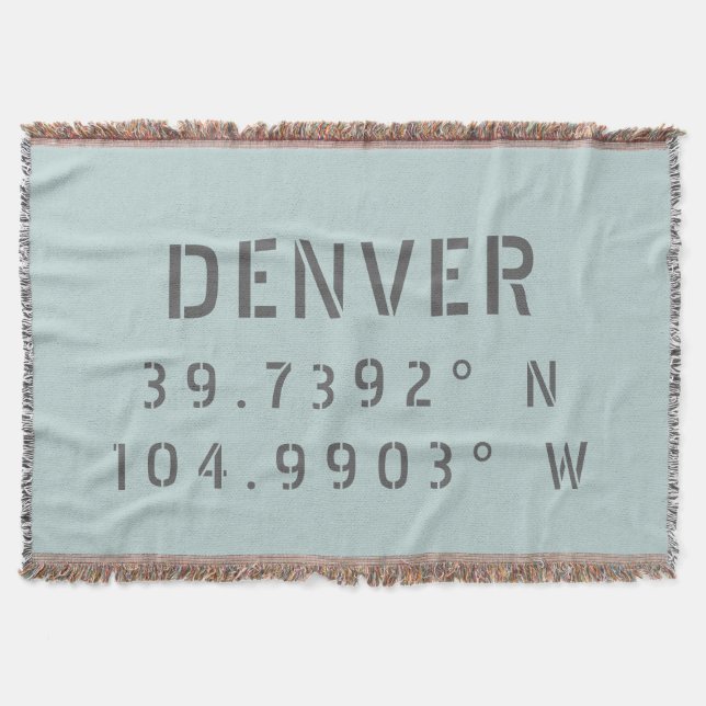 Denver Latitude Longitude Throw Blanket (Front)