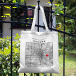 Denver Love Locator | City Map Wedding Welcome Tote Bag<br><div class="desc">A fun tote bag for a wedding or any other occasion taking place in the beautiful city of Denver, Colorado. This tote features an overhead map of the city centre inside a black-bordered box framer. On the top sits a short welcome greeting and the name of the city. On the...</div>