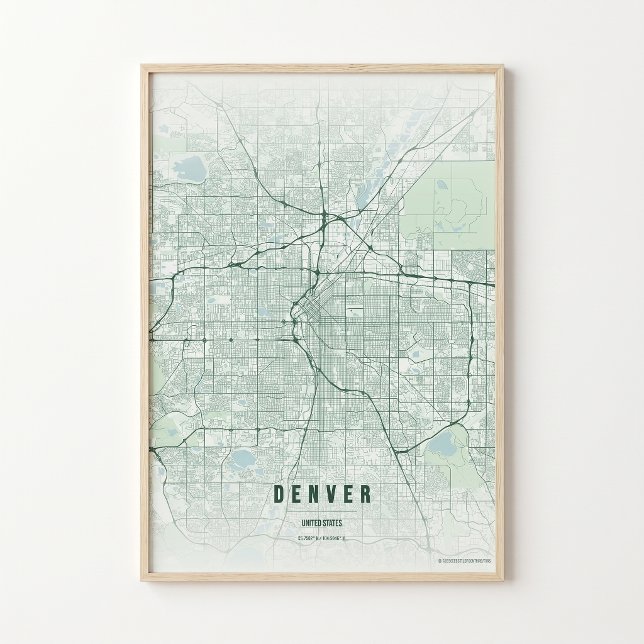 Denver Map Emerald Colorado City Poster Wall Art (Creator Uploaded)
