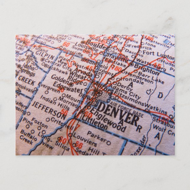 Denver Map Postcard (Front)