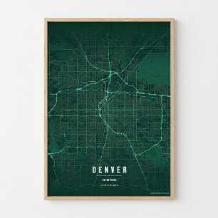 Denver Map Print Colorado City Poster Wallart Gift