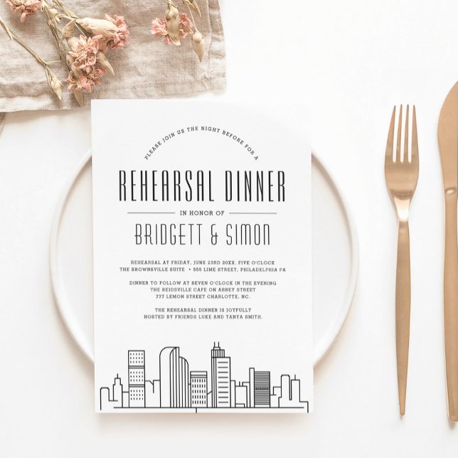 Denver Rehearsal Dinner | City Skyline Invitation (Creator Uploaded)
