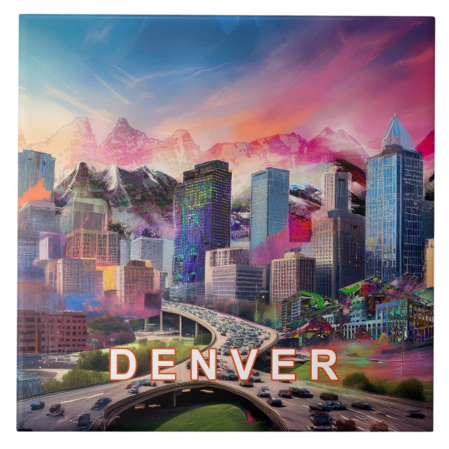 Denver Skyline Art Tile (Front)