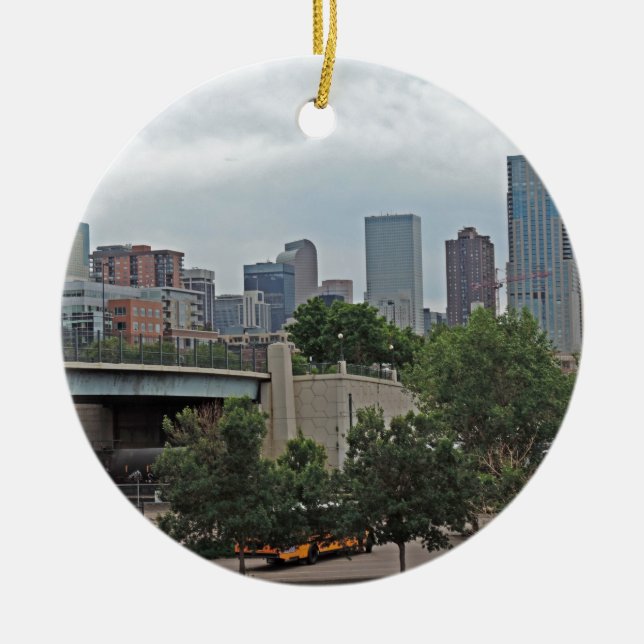 Denver Skyline Ceramic Tree Decoration (Front)
