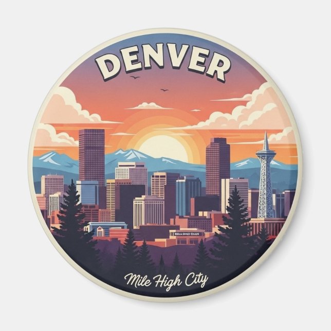 Denver Skyline Colorado Magnet (Front)